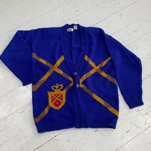 Vintage cardigan, large, royal blue